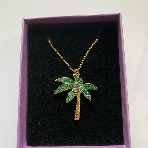 Palm Tree Crystal Necklace - Picture 2 of 6